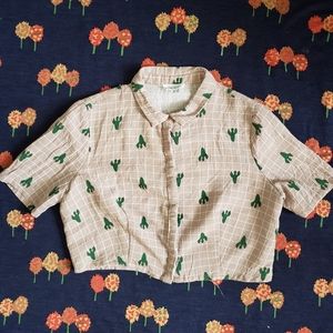 Cactus Crop Top button up